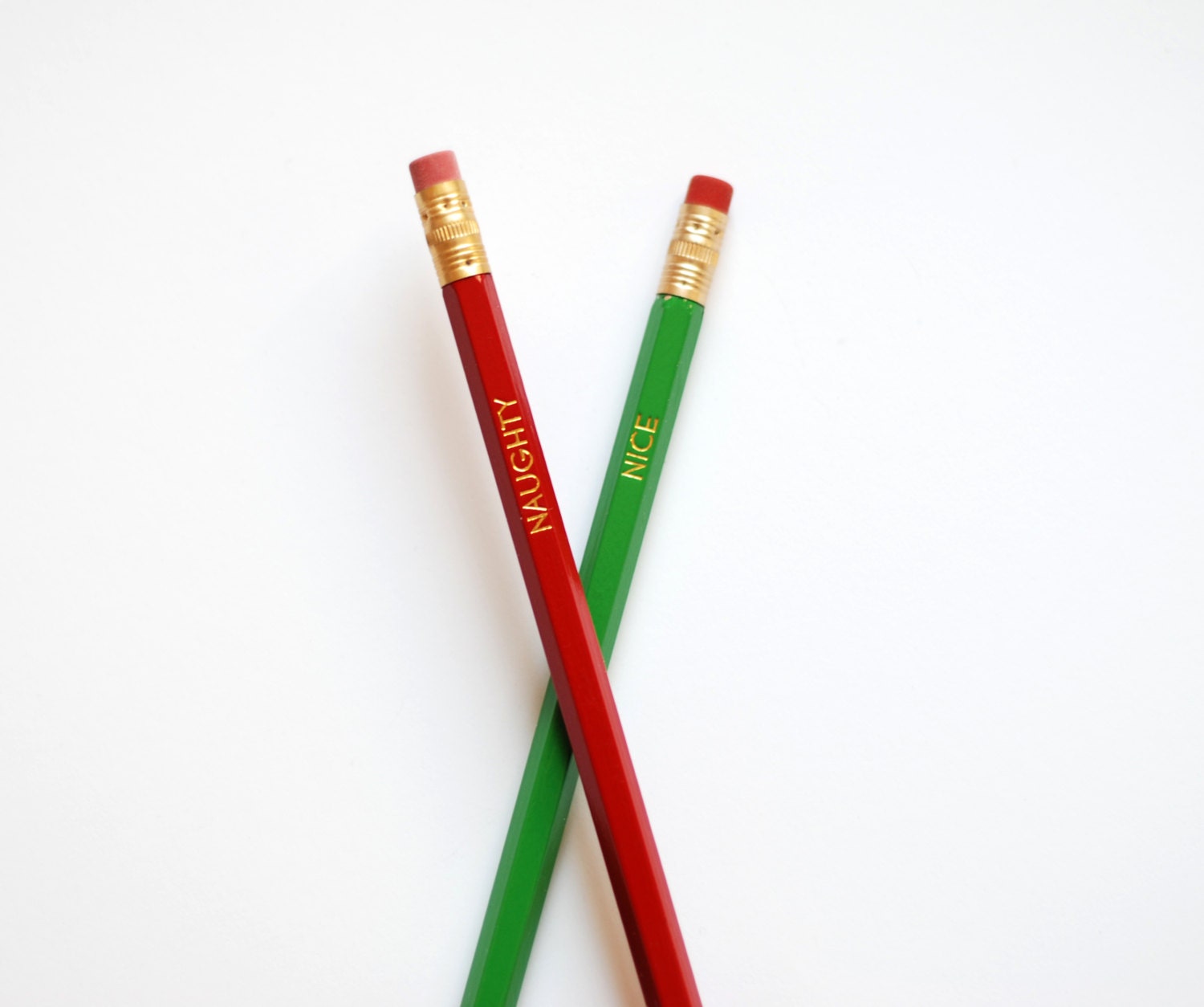 Pencils - Stocking Stuffer - Christmas Stocking Stuffer - Naughty or Nice - Christmas Pencils - Gift Under 10 - Red and Green Pencils - RowHouse14