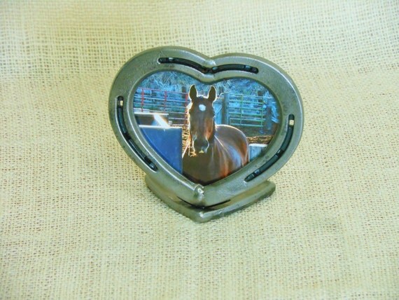 Horseshoe Heart Picture Frame Anniversary Wedding by LizzyandMe