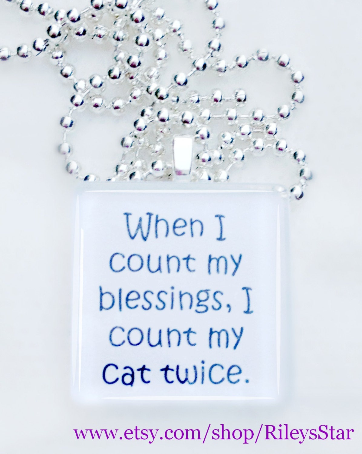 When I count my blessing, I count my cat twice glass pendant      Available in dogs as well - RileysStar