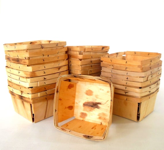 Wood Strawberry Baskets Quart Berry Container by LaurasLastDitch