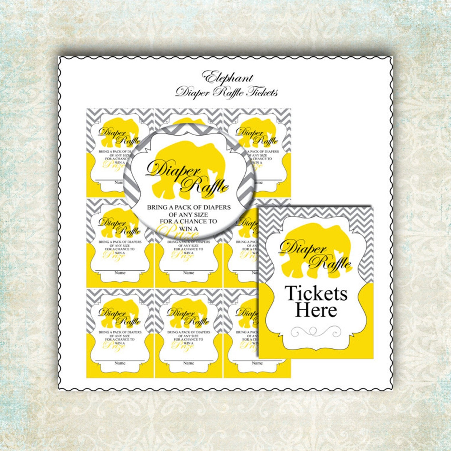 DIY Printable Elephant Diaper Raffle Tickets By AllbyWanda On Etsy