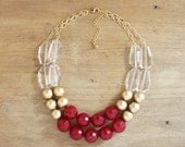Cranberry Red and Gold Statement Necklace - Burgundy Bib Necklace - ShopNestled Cranberry Red and Gold Statement Necklace - Burgundy Bib Necklace - ShopNestled