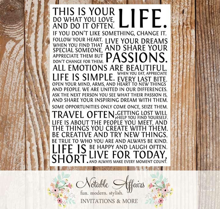 This is your life Manifesto Art Print - Size: 8x10