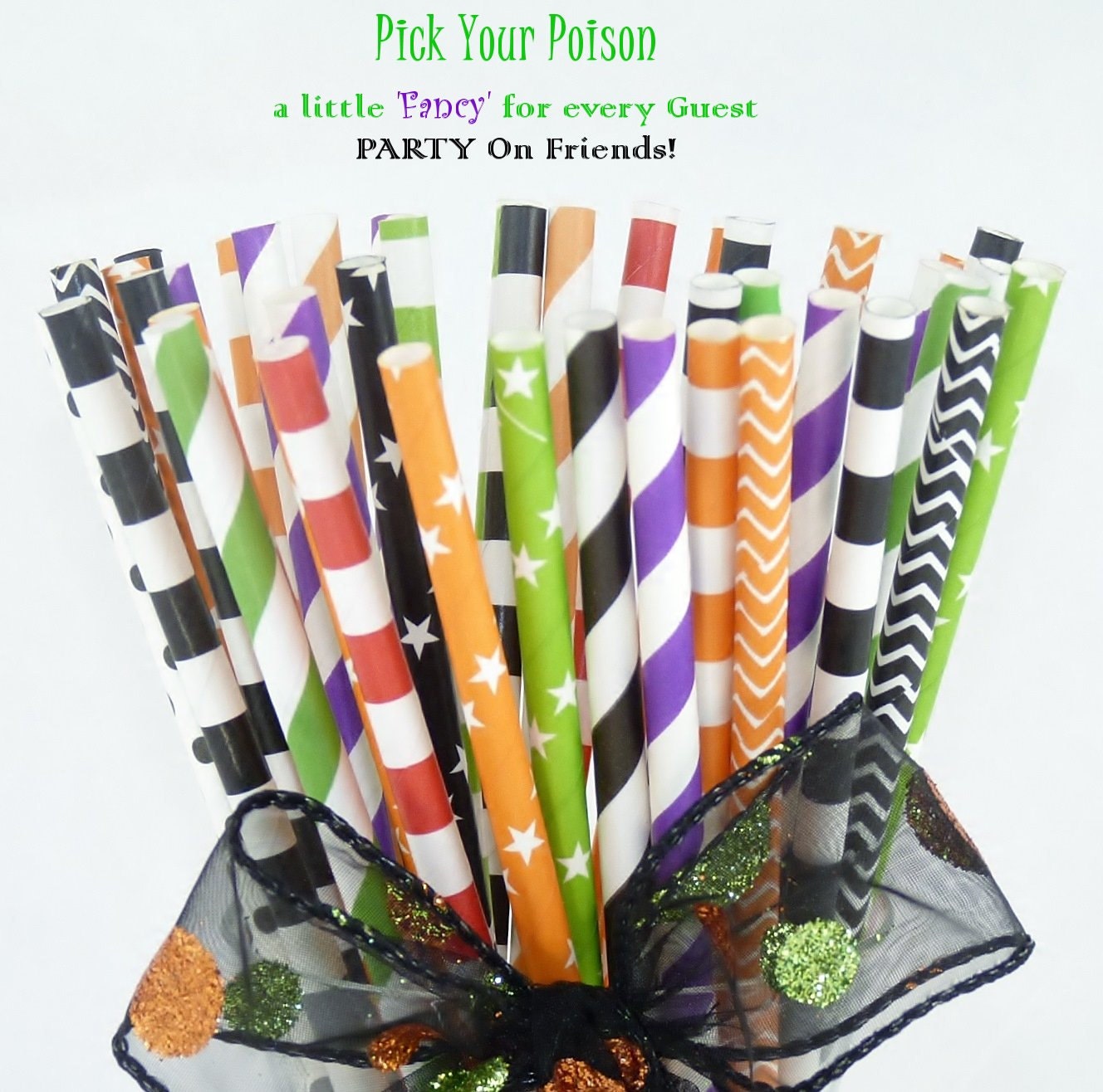 Halloween Party MIX 60 Paper Straws, Paper Drinking Straws, Party, Carnival, Fun Night, Hayrides, Trick or Treat, Cider, Pumpkin Carving Il_570xn