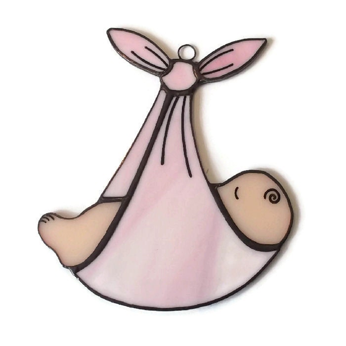 Baby Girl Stained Glass Suncatcher New Baby by RavensStainedGlass