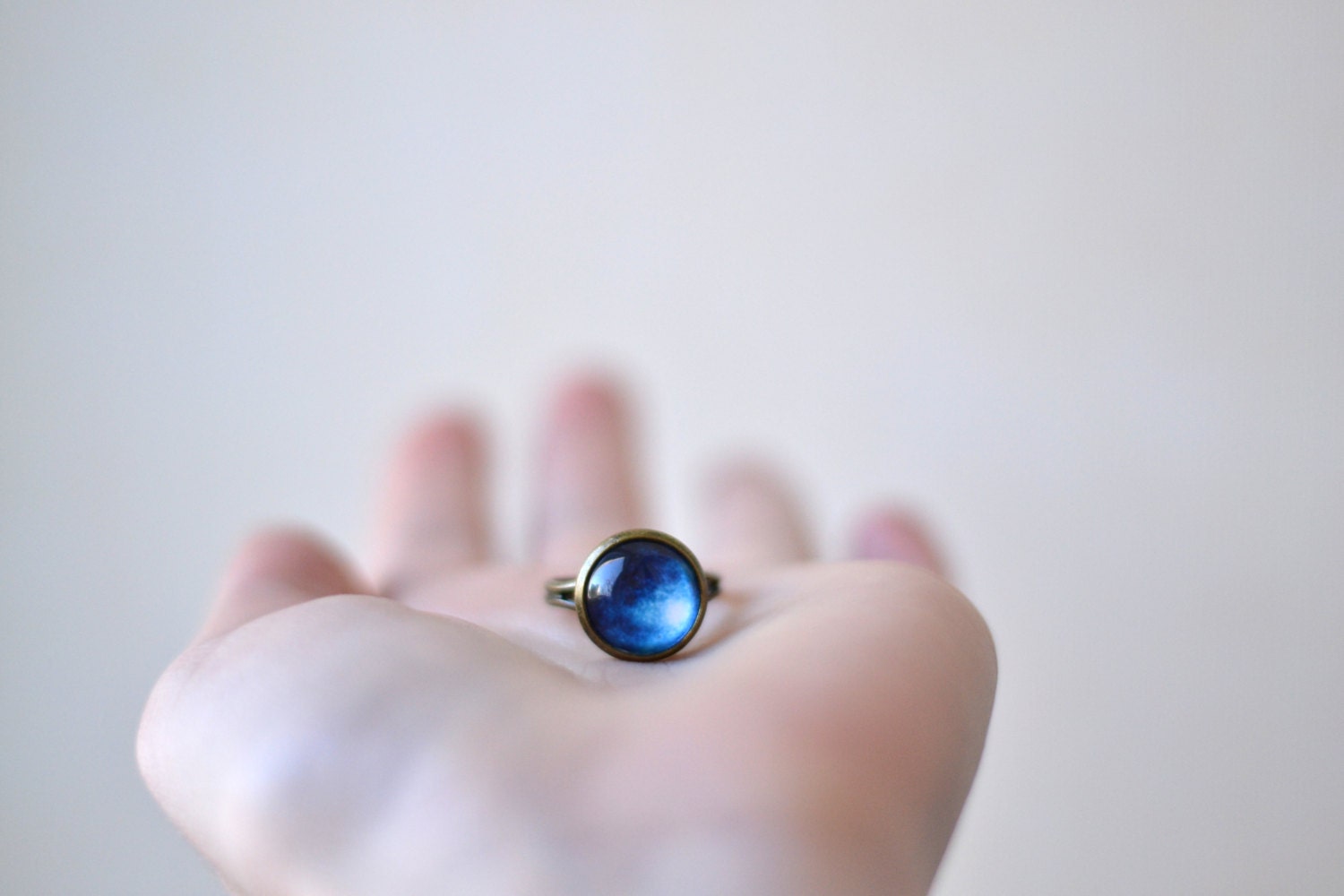 Navy Blue Ring - Ombre blue glass ring - Galaxy ring - Space jewelry - Valentines Day Gift - EjaEjovna