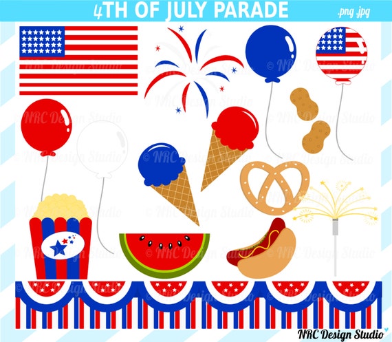 4th of July Clip Art - 4th of July Parade Clipart - Fourth of July Digital Clipart Il_570xn