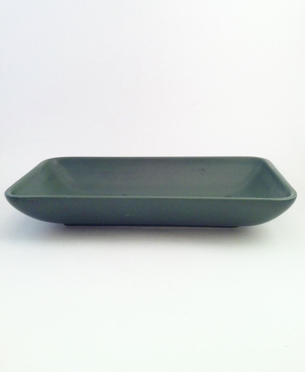 Mid Century Modern Hyalyn Pottery Dish Dark Green By Comforte