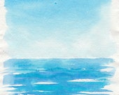 Original Square Illustration The Blue Sea and The Blue Sky - Smogartist