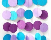 Mermaid party decoration - Purple, lilac, blue turquoise - Birthday decoration - Paper garland - Nursery - Boys room decor - Circles garland - TransparentEsDecor