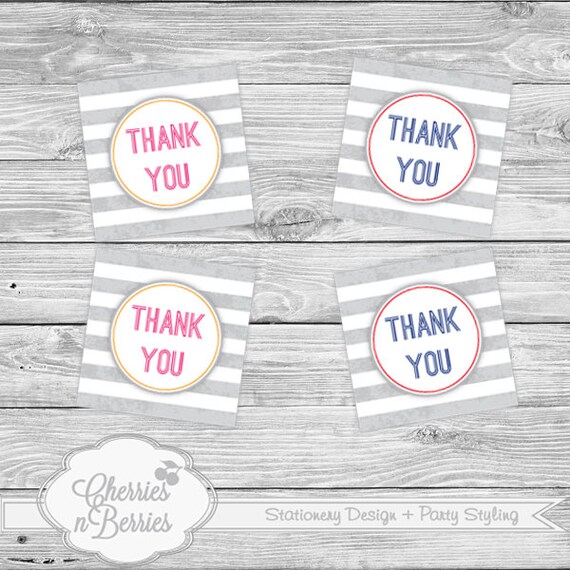 Stripes Pink & Blue Party. Printable Favor Tags Il_570xn
