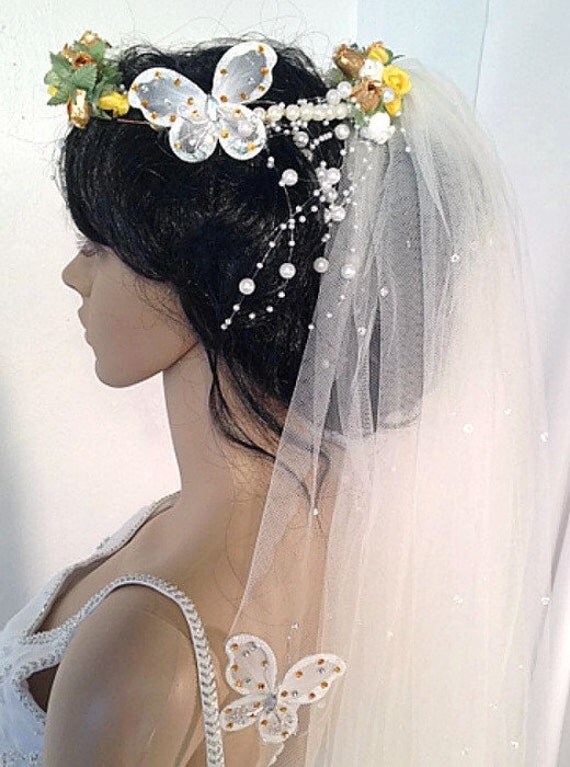 Butterfly Veil Veils Ivory Veil Bridal Veil by AVCustomDesigns