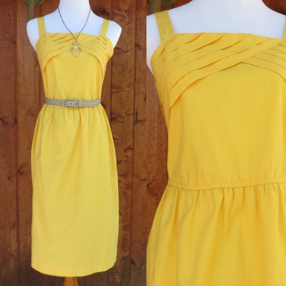 Yellow Mini Sundress Dress 80s Chevron Boho Hippie Dolly Indie Hipster ...