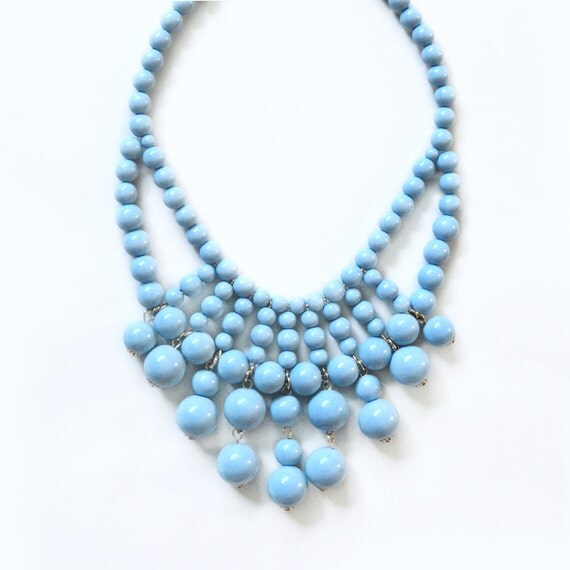 Light Blue Necklace Bauble Necklace Beaded Necklace Statement