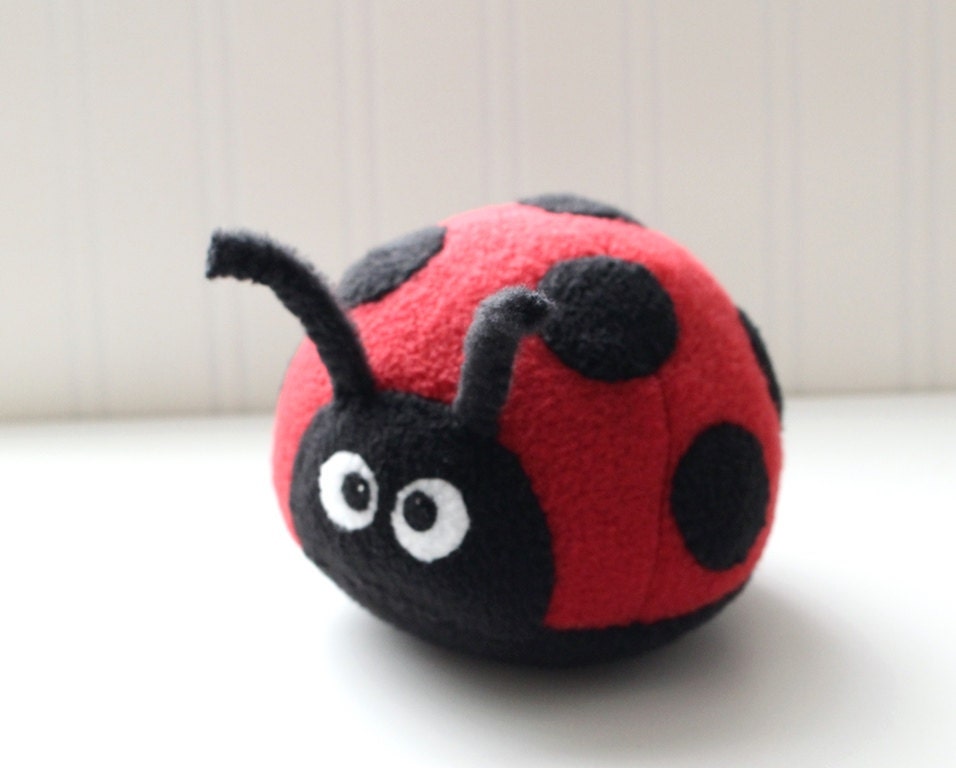 Ladybug Handmade Stuffed Animal Red and Black Kawaii Toy Plush Insect Fleece Bug