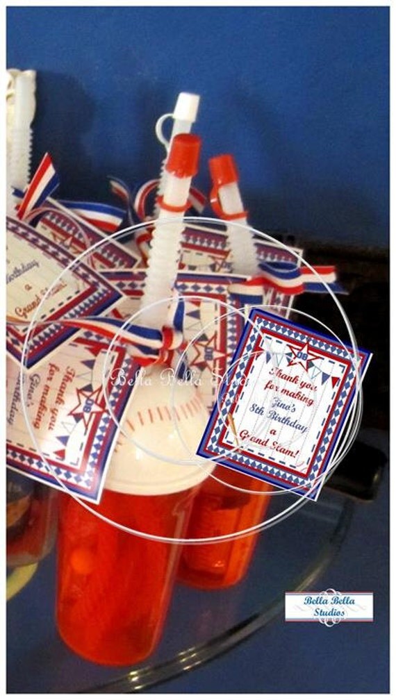 All American BASEBALL Party FAVOR TAGS - Instant Download - Red White and Blue by Bella Bella Studios Il_570xn