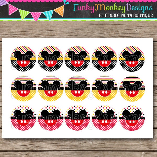 INSTANT DOWNLOAD ~Disney Red Yellow & Black Mickey Mouse Inspired Clipart Image~ 4x6 Digital 1" Inch Bottle Cap Image/Digital Collage sheet Il_570xn