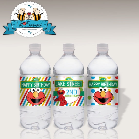 INSTANT DOWNLOAD - 3X Editable Sesame Street Birthday Party Water Bottle Label - Napkin Ring - Personalized Supplies - Elmo Printable PDF
