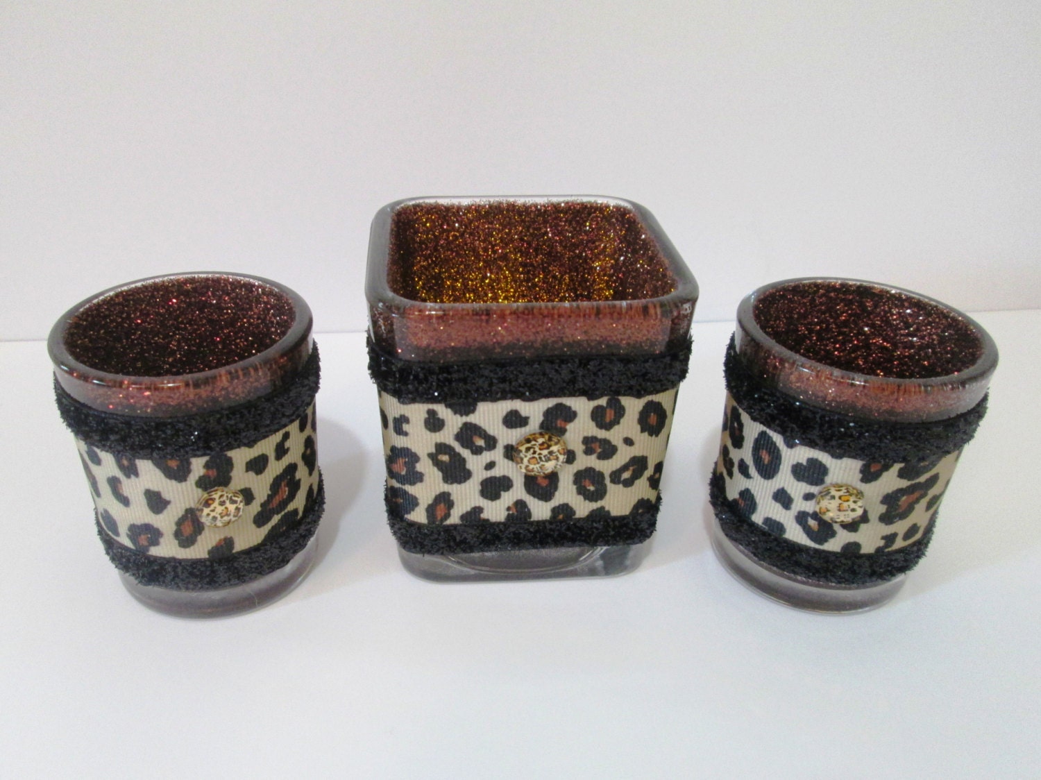 Leopard Print Glass Votive Leopard Print by CreativeGlassByBecky