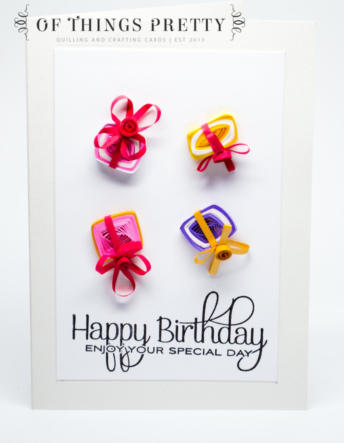 Quilled Friend Birthday Card Handmade Gift Paper Quilling