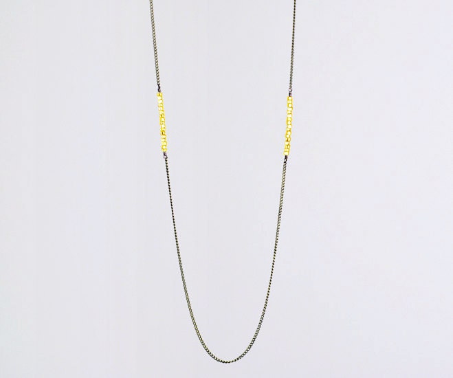 Citrus glacé - long antique brass necklace with golden beads - minimal jewelry - women