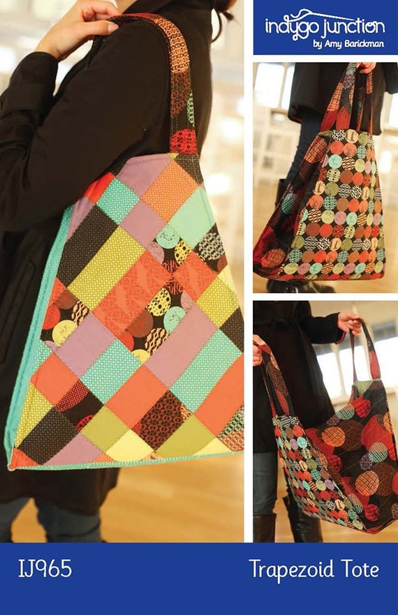 PATTERN Trapezoid TOTE Bag Indygo Junction by DorothyPrudieFabrics