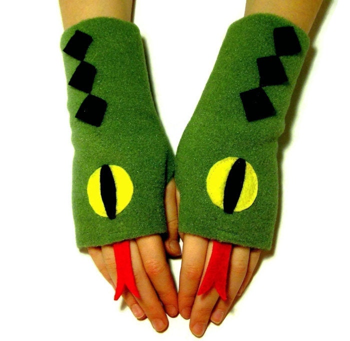 Fingerless Gloves for ADULTS - Snakes (Ladies or Mens size S - XL) - Fleece Hand  / Wrist  / Arm  / Fingerless Mittens / Costume