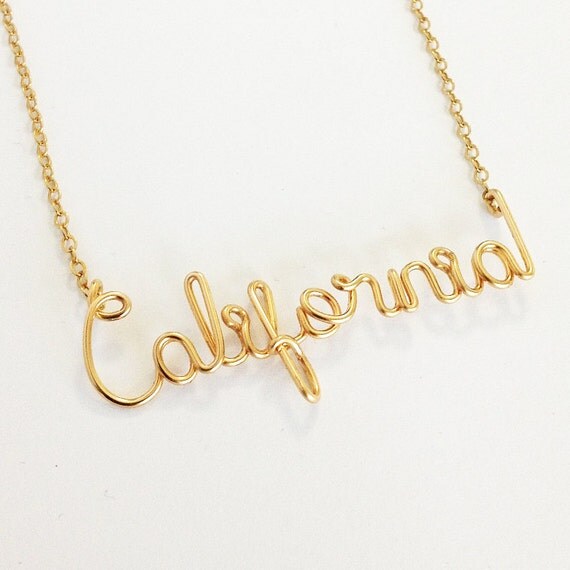 California Necklace. 14k Gold Fill. AzizaJewelry by AzizaJewelry