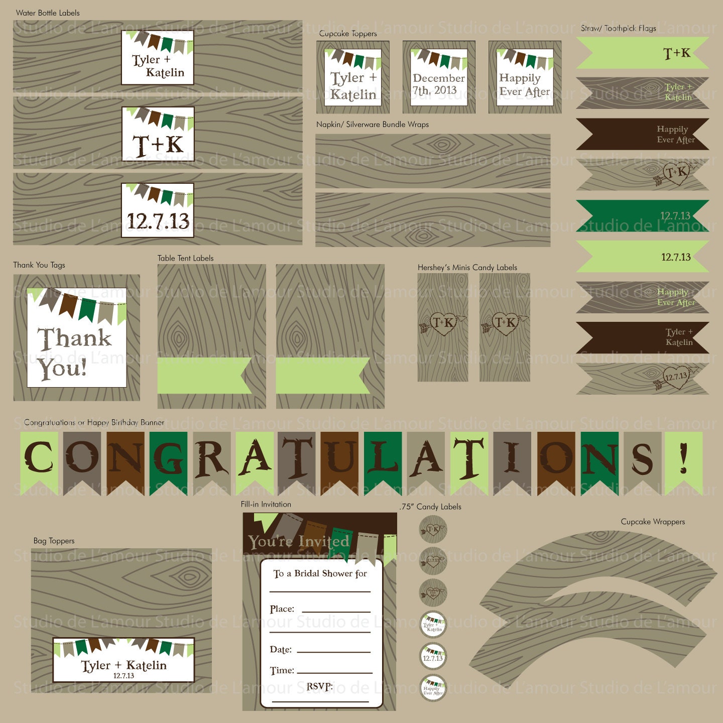 PRINTABLE PDF Woodland Theme Party Package Birthdays/ Bridal Showers/ Baby Showers Il_570xn