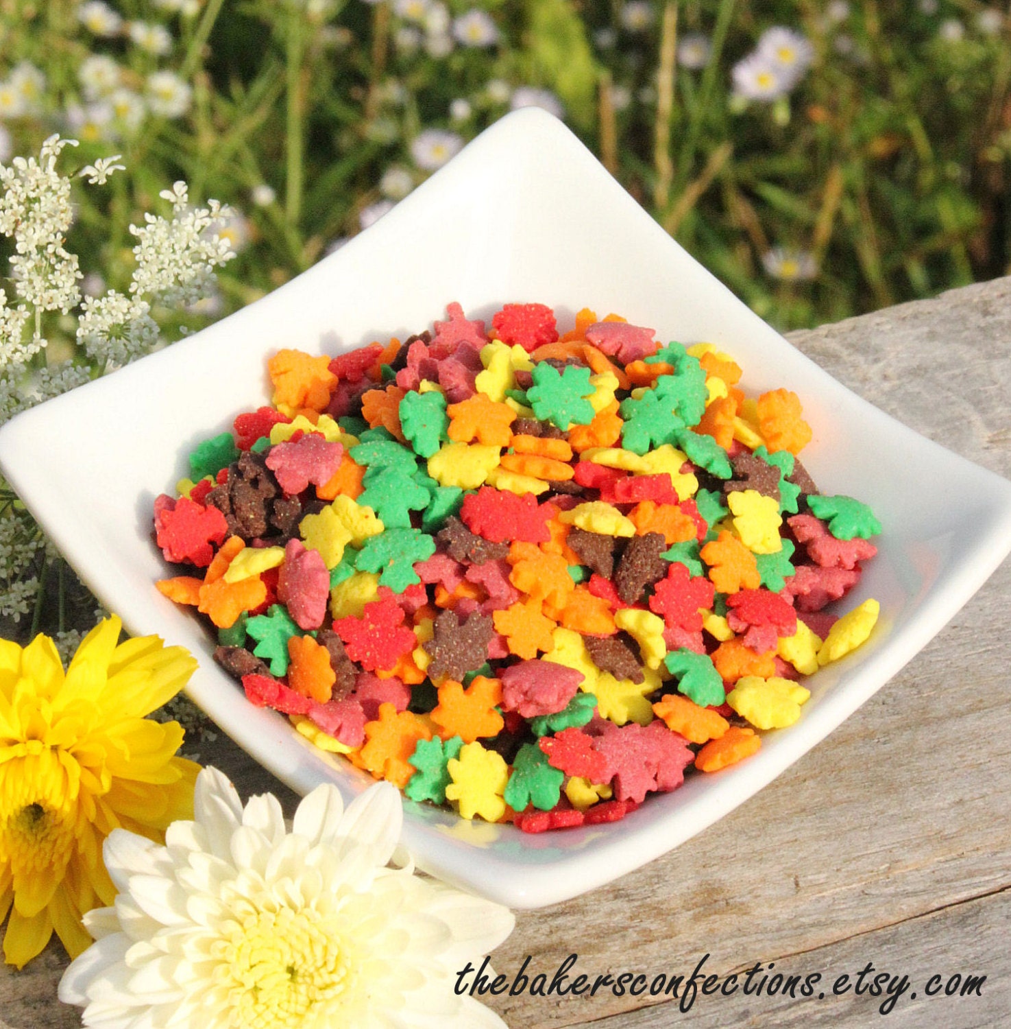Fall Leaves Sprinkles for Cupcakes Cookies by thebakersconfections