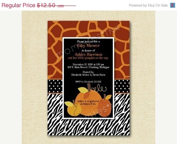 HOLIDAY SALE 10% off Wild Pumpkin Baby Shower Invitation - PRINTABLE Invitation Design Il_570xn