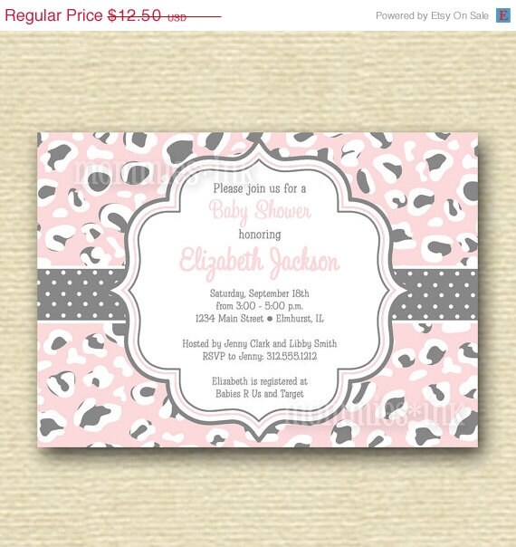 HOLIDAY SALE 10% off Light Pink Leopard Print Baby Shower Invitation - Printable Invitation Design Il_570xn