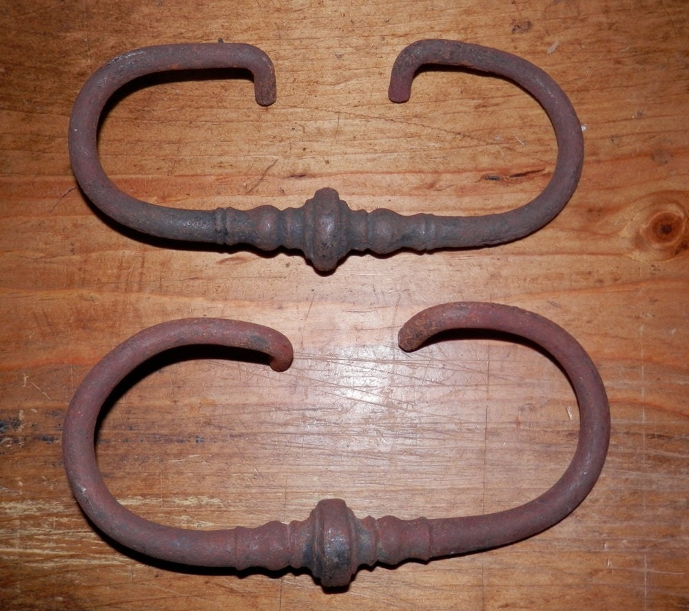 Pair of vintage wrought iron trunk handles by BandCEmporium
