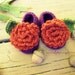 Booties in green with orange flower and leaves 6-9 mo RESERVED