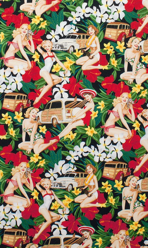 Hawaiian Mahalo Girls Pin Up Fabric Alexander By Thecraftytree 0172