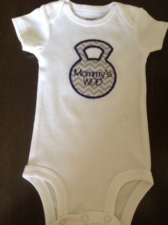Crossfit Baby Newborn Onesie Kettlebell Appliqué by kidzdesignz