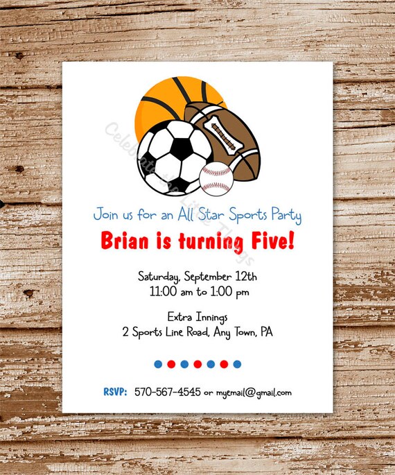 Printable / All Star Invitation / Personalized / Sports (PDF File) Il_570xn