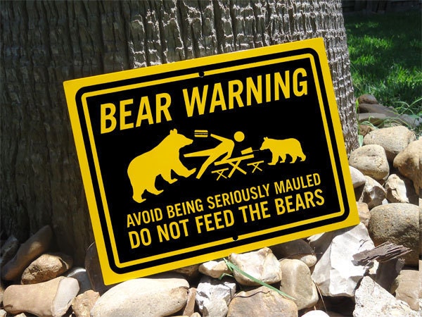 Bear Warning Sign Do Not Feed The Bears Yellow by AuthenticSigns