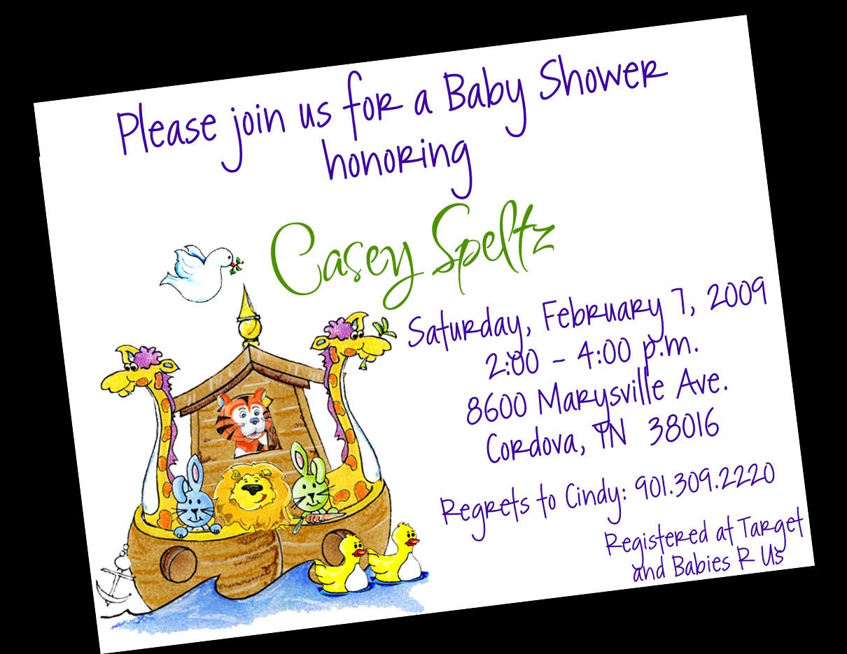 10 Noah's Ark Baby Shower Invitations OR Printable DIY U Print