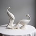 Ceramic Peacock Bird Figures by California Originals - 1960s Neutral Spatter Pottery