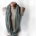 Grey crochet scarf infinity chunky wool winter fashion neutral light grey gift for mother