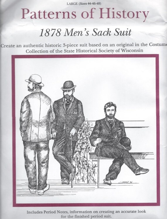 Patterns of History 1878 Men's SACK SUIT Historical by SewKnotMe