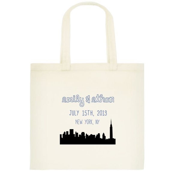 Custom City Skyline Wedding Tote Bag - Quantity 1 - Welcome bags, new ...