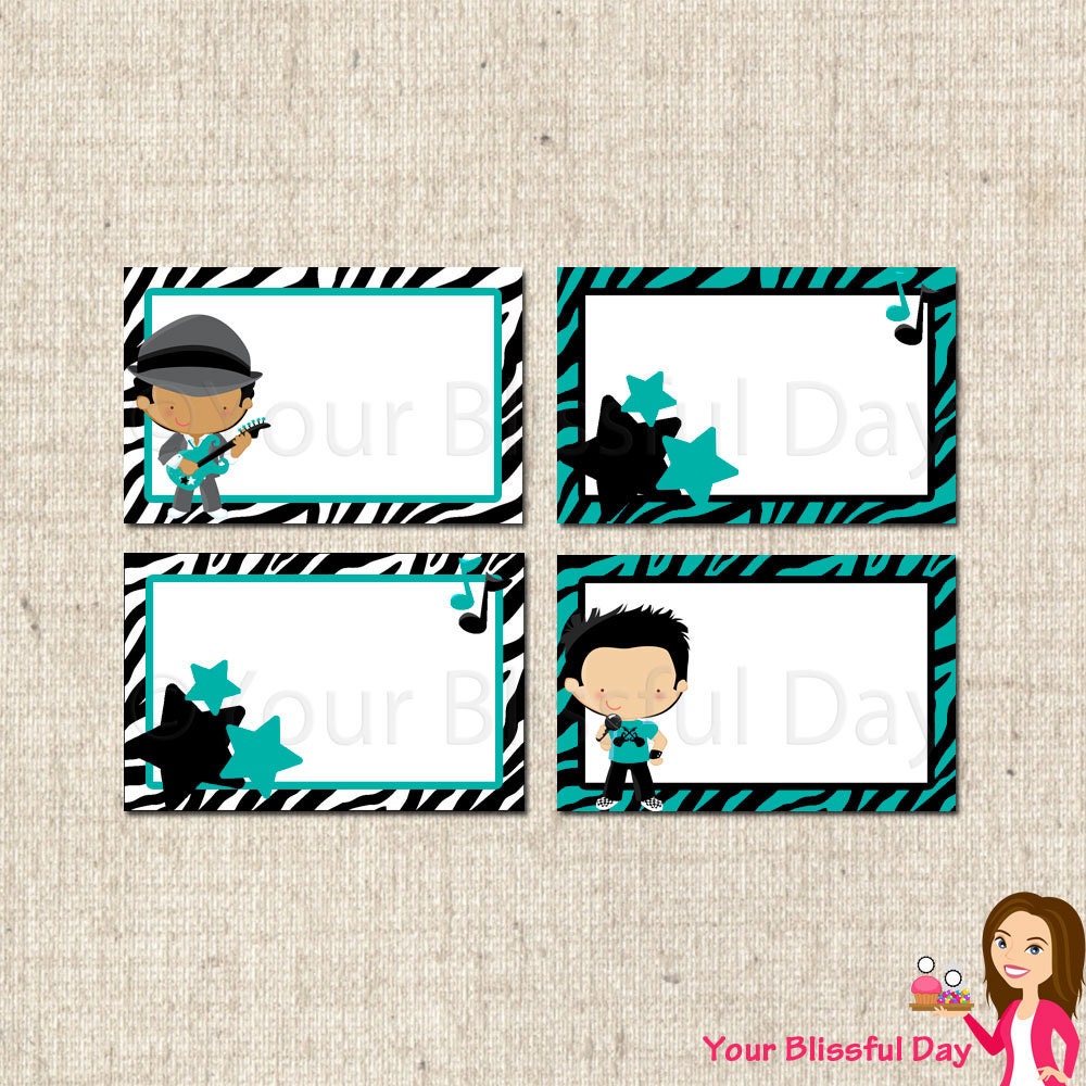 PRINTABLE Boy Rock Star Party Label Tents Il_570xn