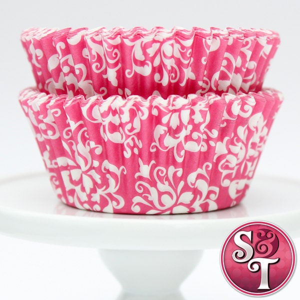 Pink GREASEPROOF Damask Baking Cups Cupcake Liners - Quantity 50 Il_570xn
