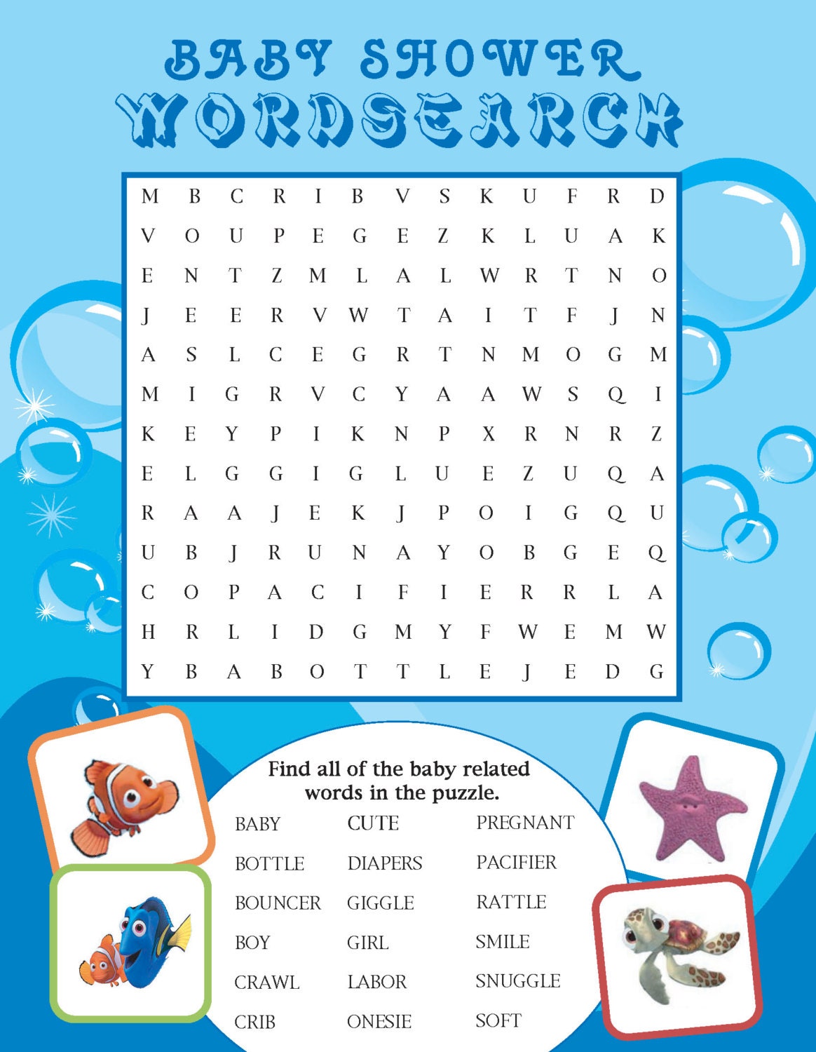 Free Finding Nemo Word Search Printable