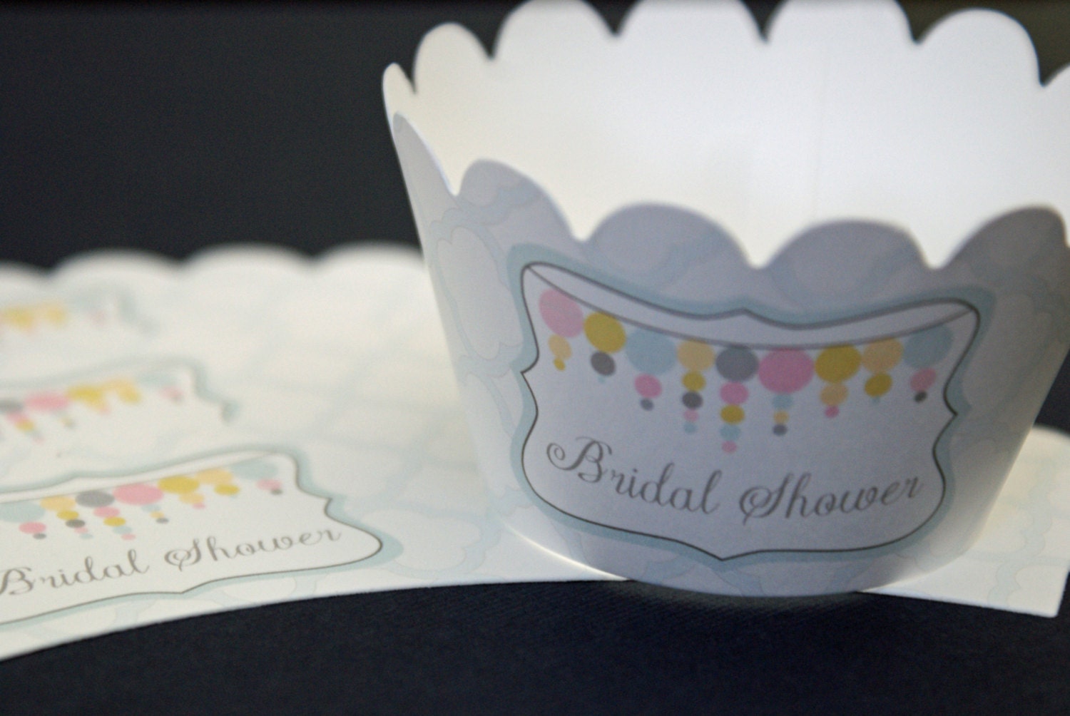 Set of 12 chic bubble bunting banner bridal shower cupcake wrappers Il_570xn