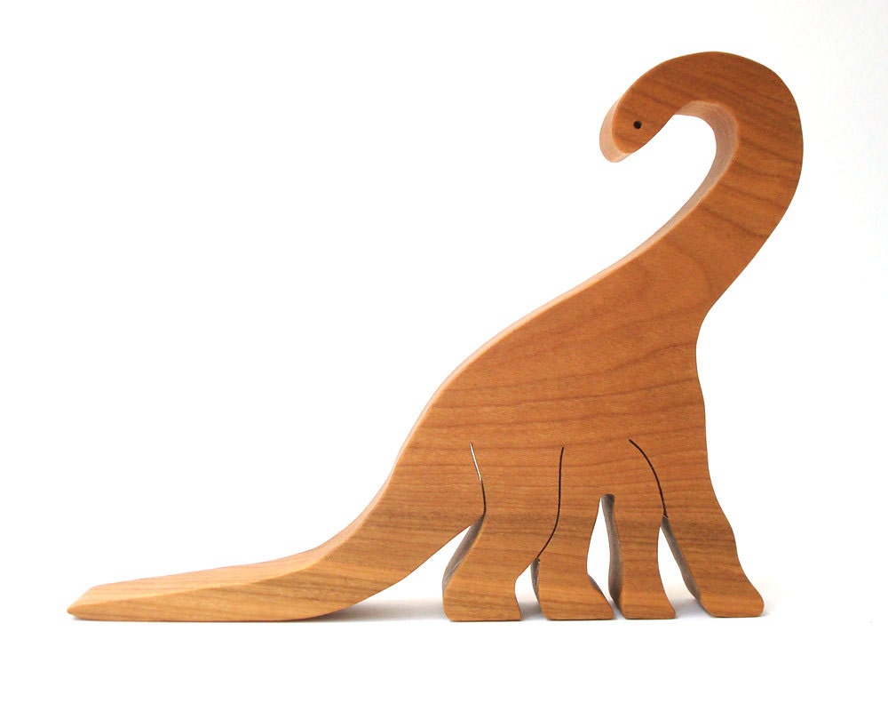 Wood Dinosaur Toy Large Sauropod Wooden by OohLookItsARabbit