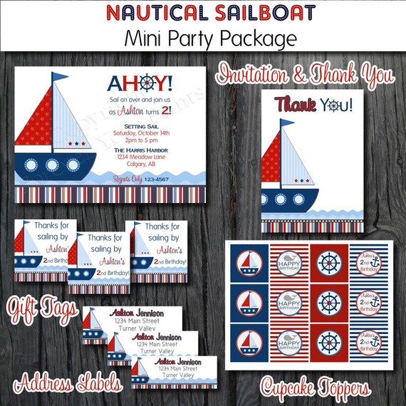 Nautical Sailboat Party Package - 1st Birthday Invitation Il_570xn