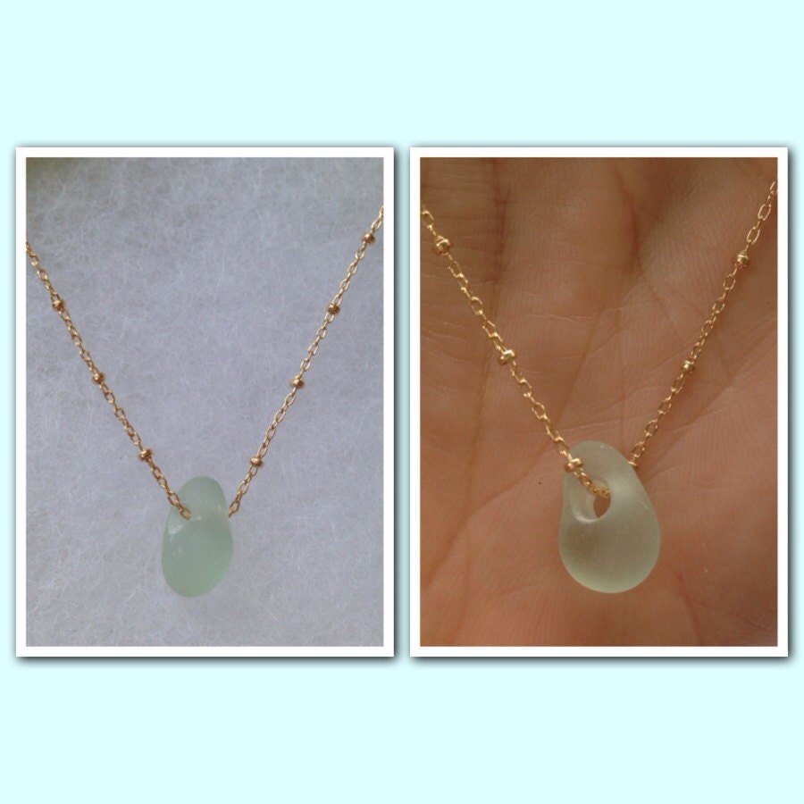 Elegant Kauai sea glass necklace in Sea Foam by LeahLaniSkinCare